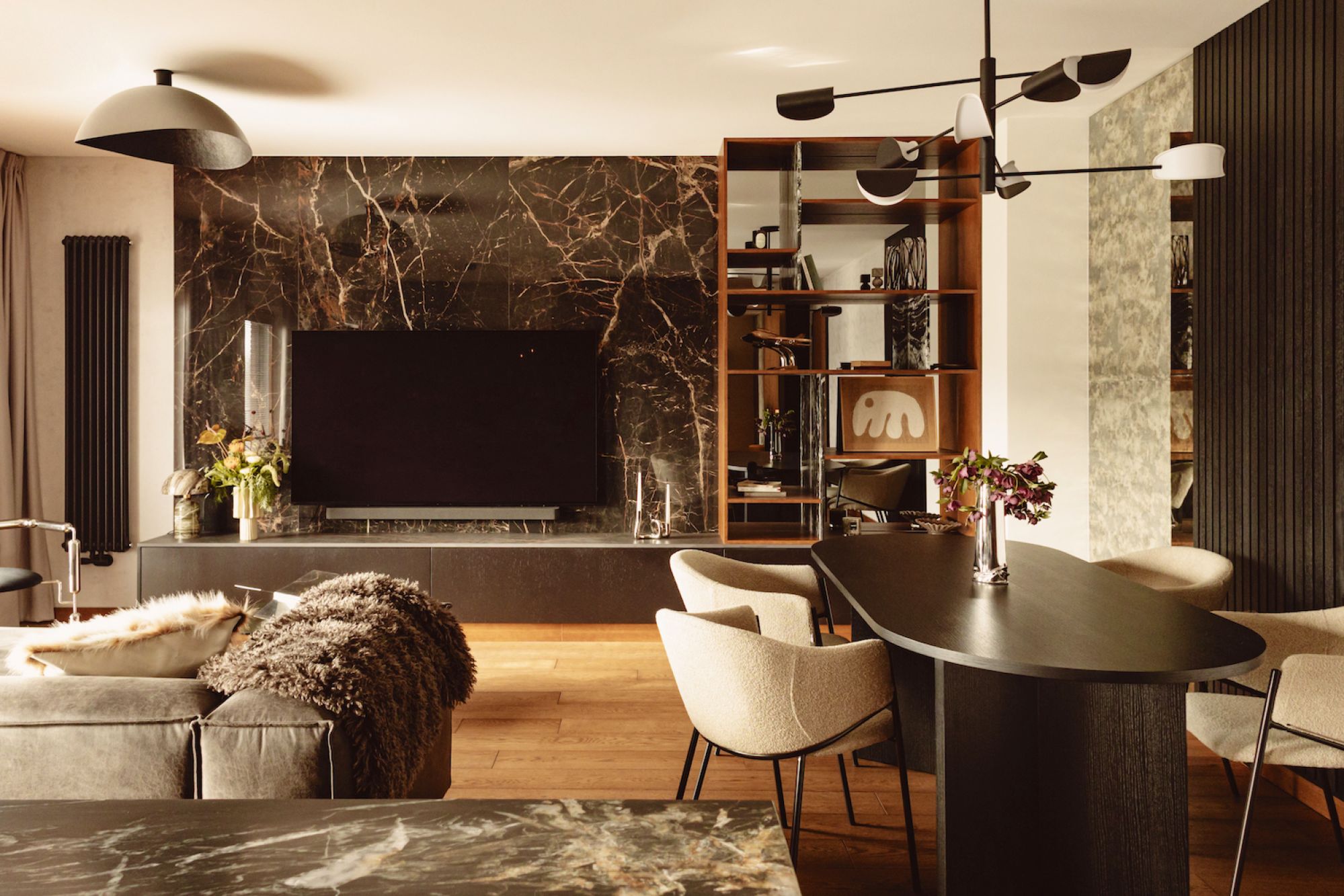 salon i jadalnia w stylu loftowym