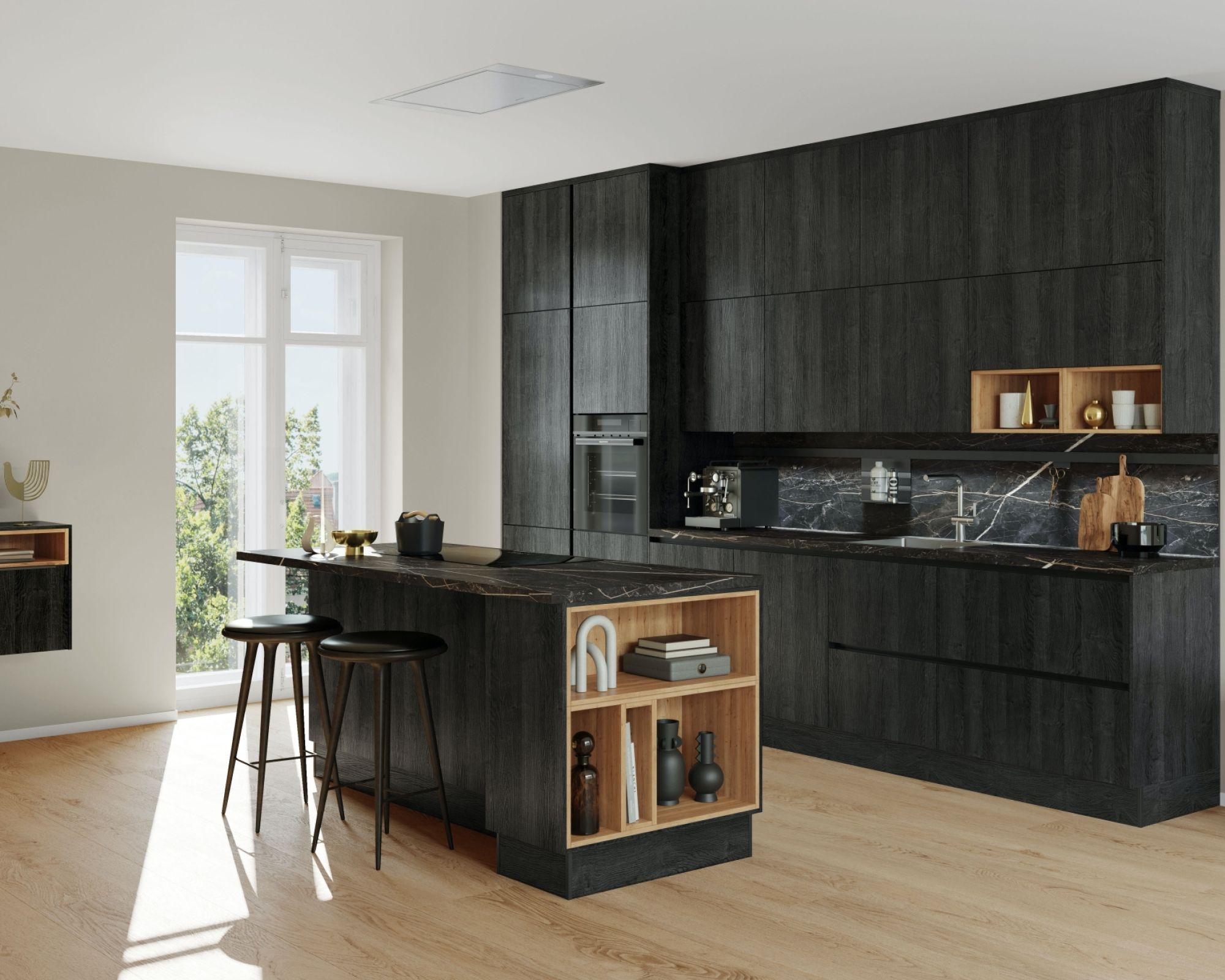 inteligentnie urządzona kuchnia z dodatkowymi funkcjami