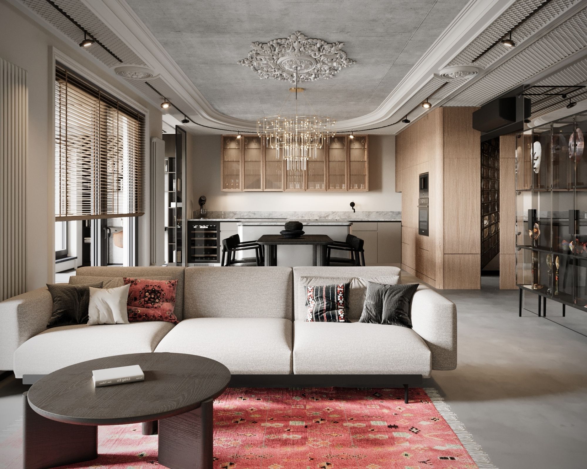 eklektyczne wnętrze pełne kontrastów