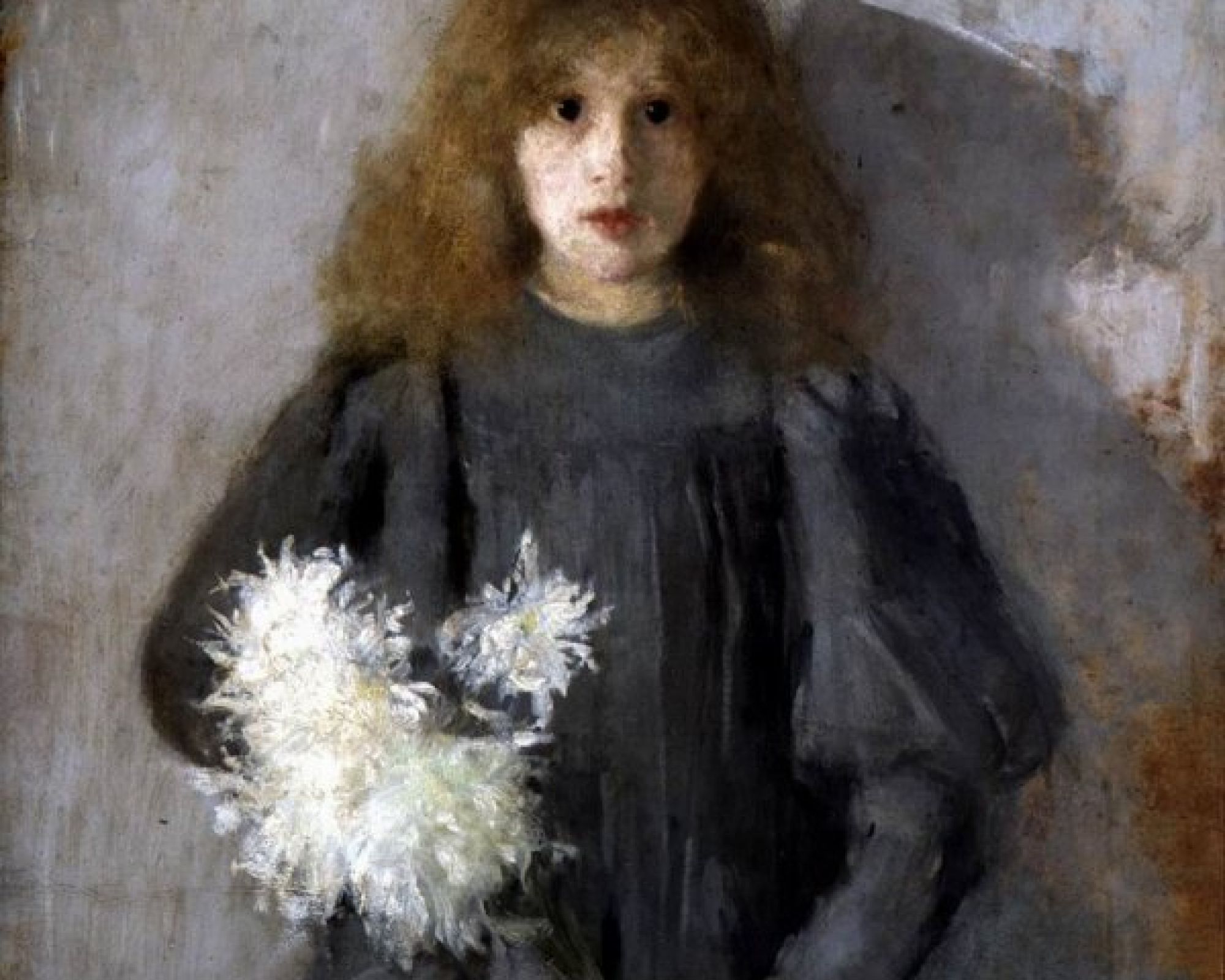 Olga Boznańska, Dziewczynka z chryzantemami , 1894