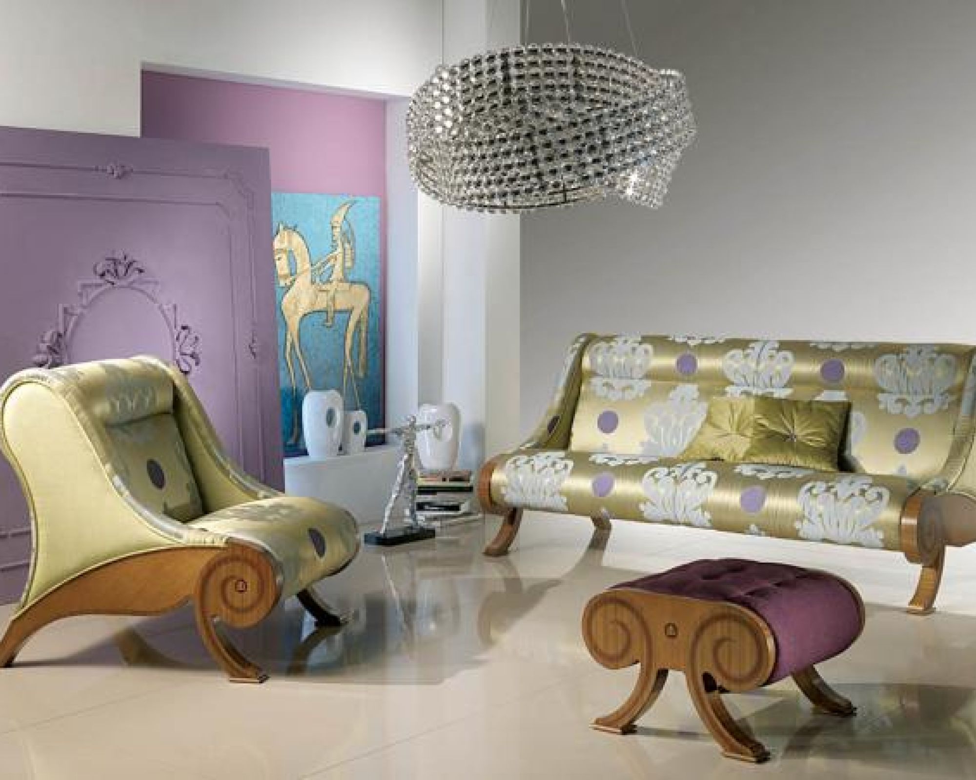 W stylu glamour: intarsjowane meble firmy Carpanelli z najnowszej kolekcji Atelier 2008. Trzyosobowa sofa kosztuje