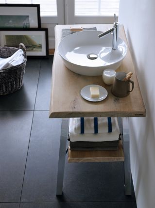 drewniany blat pod umywalkę