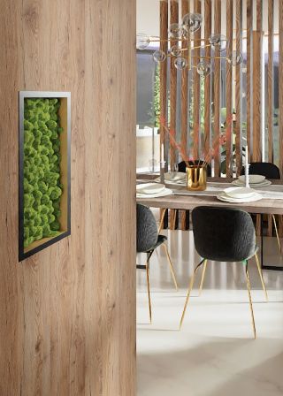 zielone ściany z mchu