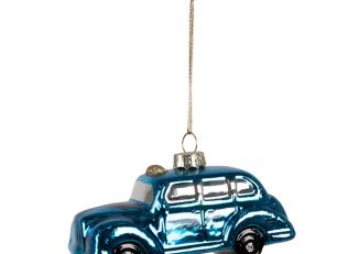 Bombka choinkowa ozdoba świąteczna samochód niebieski retro