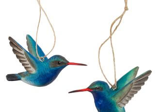 Dekoracja drewniana wisząca kolibry niebieskie