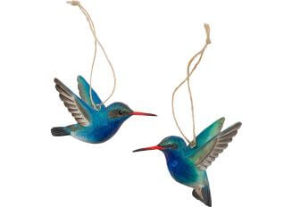 Dekoracja drewniana wisząca kolibry niebieskie