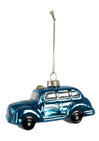 Bombka choinkowa ozdoba świąteczna samochód niebieski retro