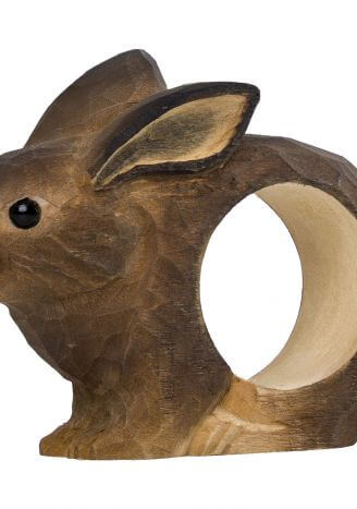 Drewniana ręcznie rzeźbiona obrączka na serwetki królik