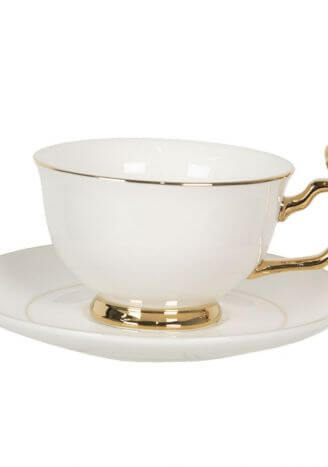 Filiżanka do herbaty ze złotym motylem porcelana