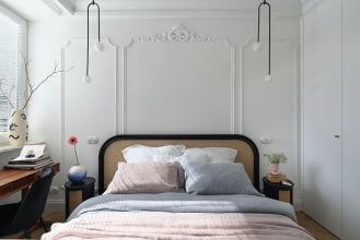 sypialnia w mieszkaniu 53 m2