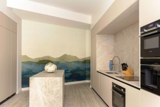 kuchnia w luksusowym apartamencie w Paryżu projektu Stephanie Coutas