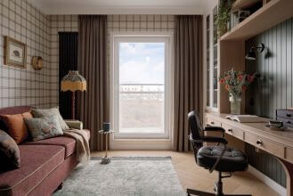 domowe biuro urządzone w angielskim stylu