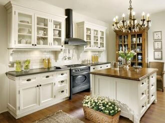 New Vintage: fronty drewniane, ręcznie malowane, blaty - dębowe. FABRYKA WNĘTRZ