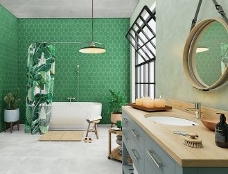 zielone płytki łazienkowe