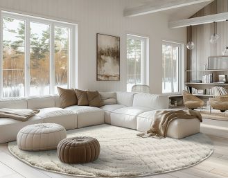 ułożenie dywanu w salonie - jak dobrać dywan do kanapy i sofy