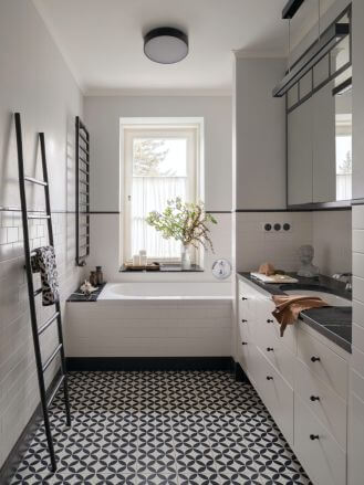 biało czarna łazienka