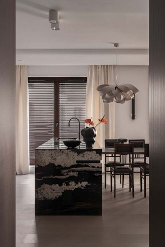 wyspa kuchenna z dwóch rodzajów kwarcytu