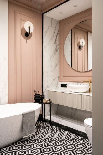 kobieca łazienka róż i czarny