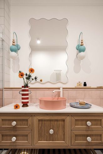 pastelowa łazienka aranżacja