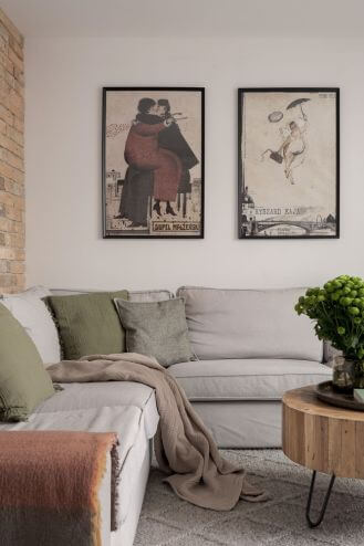 przytulny salon w domu architektki wnętrz Mai Różańskiej