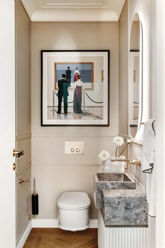 mała łazienka w stylu art deco