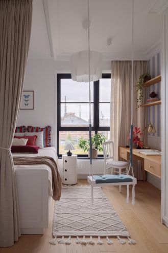 huśtawka w pokoju dziewczynki