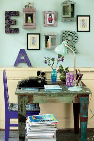 Kącik do pracy w stylu vintage. Aranżacja SCANDI DECOR.