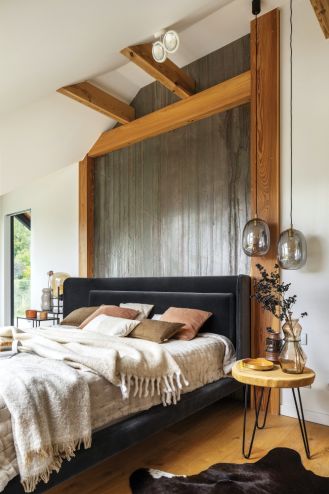 nowoczesny styl góralski sypialnia