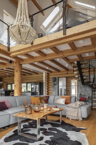 przytulny dom z bali wnętrza