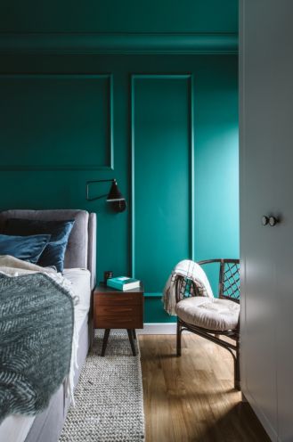 turkusowa sypialnia inspiracje