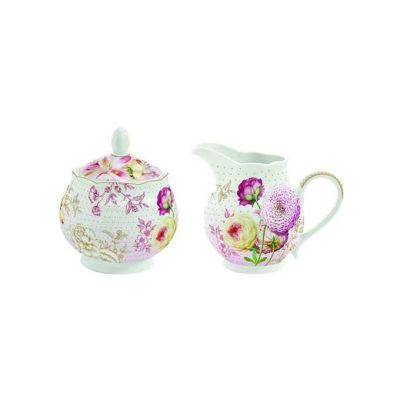 zestaw prezentowy cukiernica i mlecznik porcelanowy