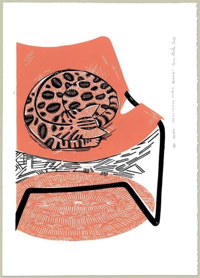 Zuza Miśko linoryt Kot Bengalski