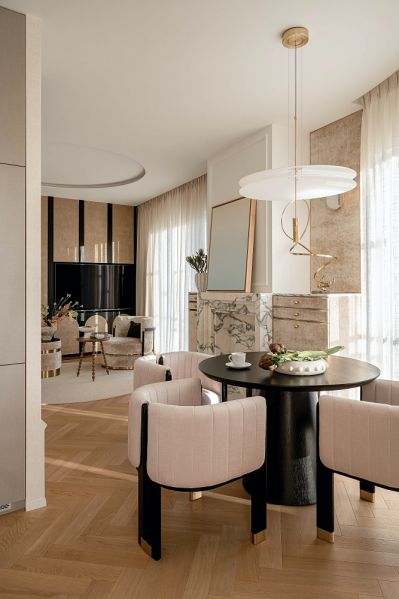 salon z jadalnią w eleganckim apartamencie