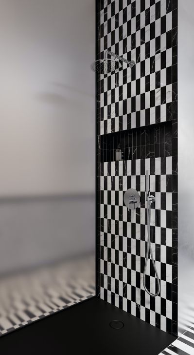 czarno-biała łazienka inspiracje