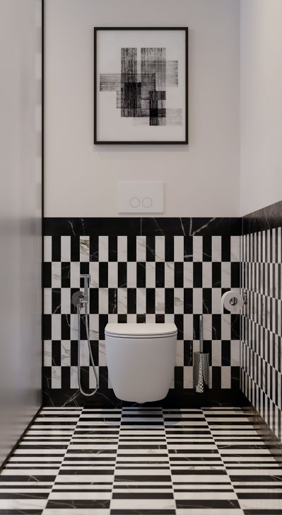 czarno białe łazienki