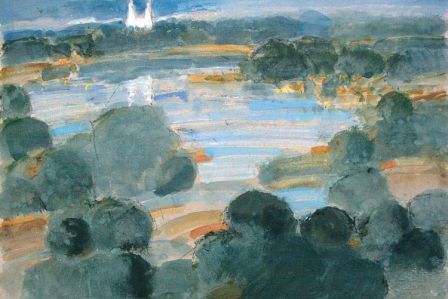 Wigry , gwasz, tektura, 2010. Ballada o koniu