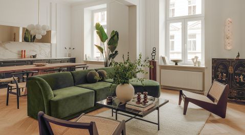 eklektyczny salon w kamienicy inspiracje