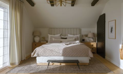 sypialnia w stylu modern country