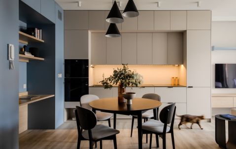 przytulne mieszkanie 55 m2 beże, błękity i sprytne patenty