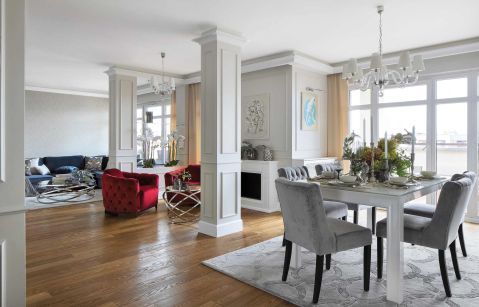 otwarty salon styl klasyczny z nowoczesnym