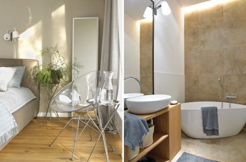 nowoczesne wnętrza łazienka i sypialnia