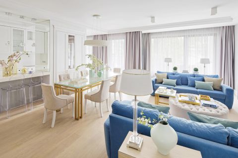 biały salon z kuchnią