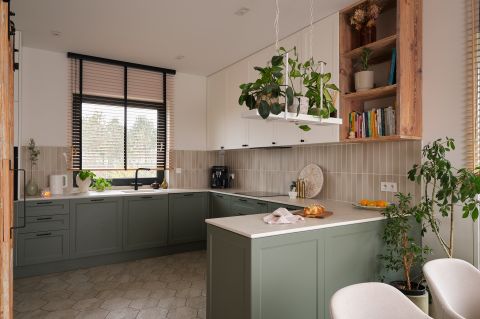 przytulna zielona kuchnia