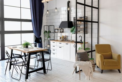 biała kuchnia w stylu industrialnym