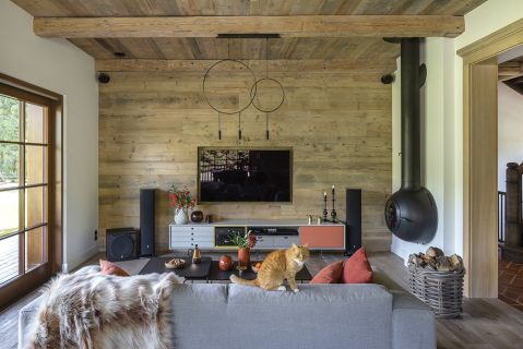 salon w stylu rustykalnym nowoczesnym