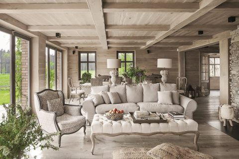 beżowy salon w stylu francuskim