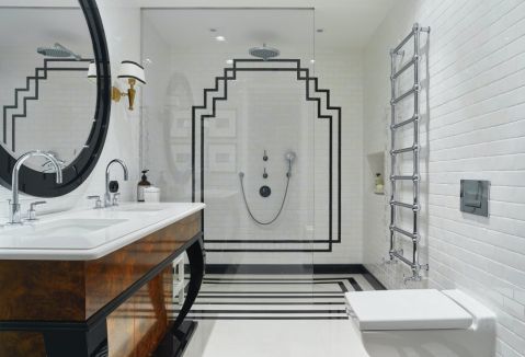 łazienka z prysznicem styl art deco