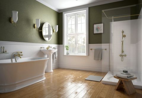 aranżacja łazienki z wanną i prysznicem styl klasyczny