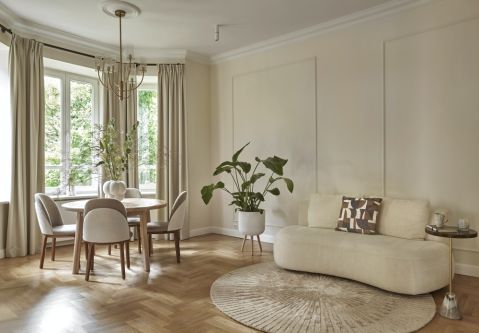 Wnętrze modern classic w stuletniej willi na Mokotowie
