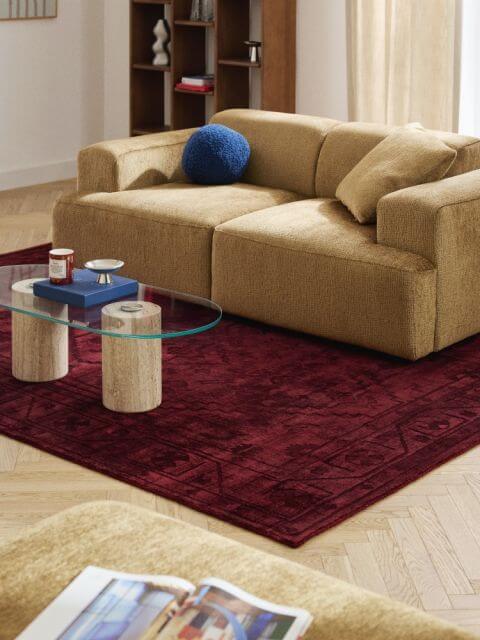 jak ułożyć dywan w salonie